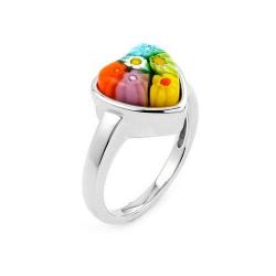 Inel argint 925 cu sticla Murano Millefiori multicolora [0]